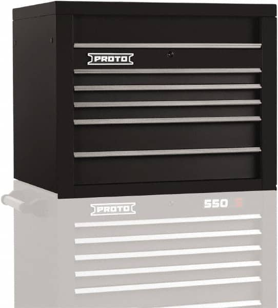 Proto - 5 Drawer Top Tool Chest - 34" Wide x 25-1/4" Deep x 27" High, Steel, Black - Caliber Tooling