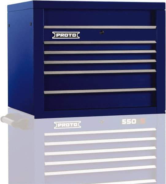 Proto - 5 Drawer Top Tool Chest - 34" Wide x 25-1/4" Deep x 27" High, Steel, Blue - Caliber Tooling