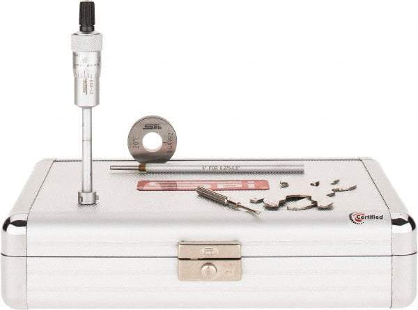 SPI - 1 to 1.2", 3.55" Gage Depth, Mechanical Inside Hole Micrometer - 0.0002" Graduation, 0.00016" Accuracy, Ratchet Stop Thimble - Caliber Tooling