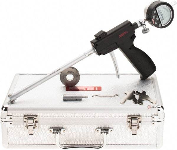 SPI - 0.5 to 0.8", 2.6" Deep, Pistol Grip Electronic Bore Gage Set - Up to 0.00016" Accuracy, 0.0001" Resolution, Includes Indicator - Caliber Tooling