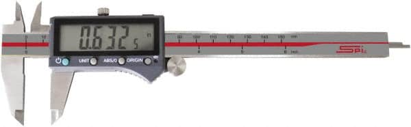 SPI - 0 to 6" Range 0.0005" Resolution, IP54 Electronic Caliper - Stainless Steel with 1-1/2" Stainless Steel Jaws, 0.001" Accuracy, Wireless Output - Caliber Tooling