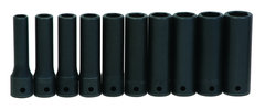 10 Piece - 1/2" Drive - 6 Point - Deep Impact Socket Set on Clip Rail Metric - Caliber Tooling