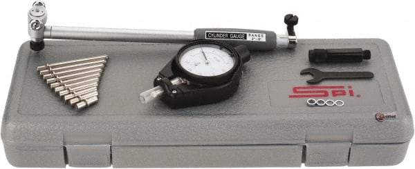 SPI - 11 Anvil, 2 to 6" Dial Bore Gage - 0.0005" Graduation, 6" Gage Depth, Accurate to 0.00065", Carbide Ball - Caliber Tooling