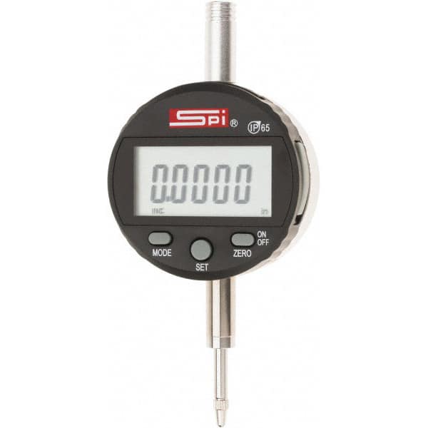 SPI - 0 to 1/2" Range, 0.0005" Graduation, Electronic Drop Indicator - Flat & Lug Back, Accurate to 0.0008", Inch & Metric System, Digital Display - Caliber Tooling