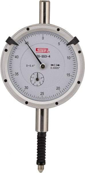 SPI - 0.4" Range, 0-100 Dial Reading, 0.001" Graduation Dial Drop Indicator - 2.2" Dial, 0.1" Range per Revolution, 0.002" Accuracy, Includes NIST Traceability Certification - Caliber Tooling