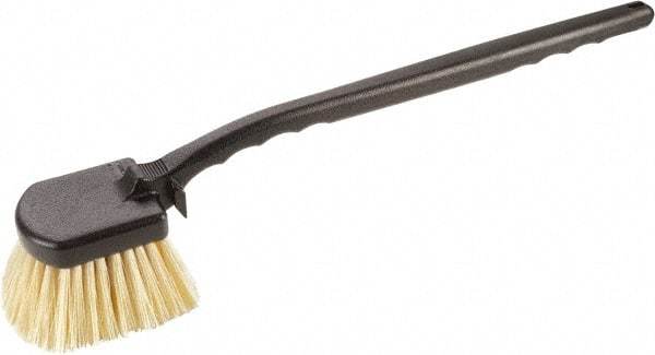 Harper Brush - 2-1/4" Bristle Length, Polypropylene Utility Scrub Brush - 3-1/2" x 3-1/2" Long x 3" Wide Head, 20" OAL, Easy Grip Handle, Black, Polypropylene Block, Flagged - Caliber Tooling