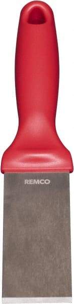 Remco - Stiff Stainless Steel Beveled Scraper - 1-1/2" Blade Width x 3-1/2" Blade Length, 5-13/32" Long Ergonomic Polypropylene Handle - Caliber Tooling