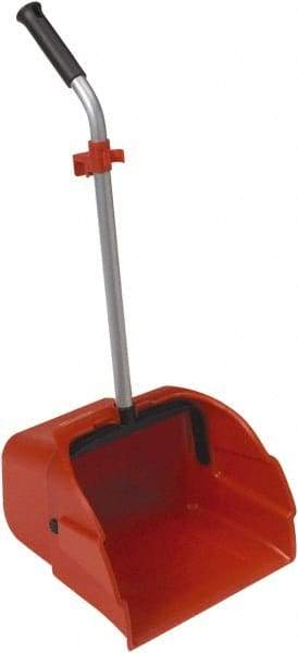 Harper Brush - 14" Wide x 13" Deep x 32" High Handheld Dustpan - Plastic Body, 25" Aluminum Handle, Red - Caliber Tooling