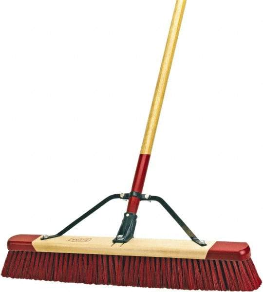 Harper Brush - 24" Rough Surface Synthetic Push Broom - 3" Bristle Length, Wood Block, Bolt-On Handle Connection, Handle Included - Caliber Tooling