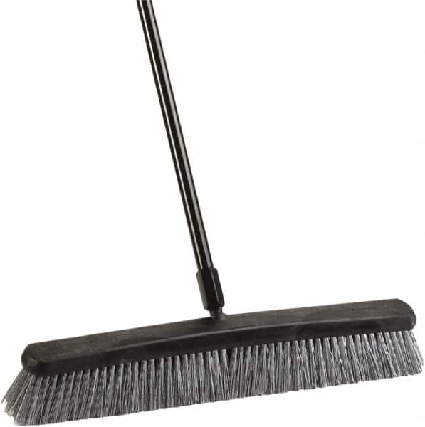 Harper Brush - 24" Rough Surface Synthetic Push Broom - 3" Bristle Length, Plastic Block, Threaded Handle Connection, Handle Included - Caliber Tooling