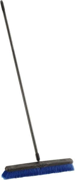 Harper Brush - 24" Medium Duty Synthetic Push Broom - 3" Bristle Length, Plastic Block, Threaded Handle Connection, Handle Included - Caliber Tooling