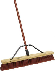 Harper Brush - 24" Medium Duty Synthetic Push Broom - 3" Bristle Length, Wood Block, Threaded Handle Connection, Handle Sold Separately - Caliber Tooling