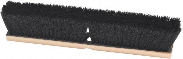 Harper Brush - 24" Smooth Surface Horsehair Push Broom - 3" Bristle Length, Wood Block, Threaded Handle Connection, Handle Sold Separately - Caliber Tooling