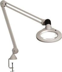 Vision Engineering - 45" Arm, Spring Suspension, Clamp Mount, LED, Light Gray, Magnifying Task Light - 9 Watts, 120 Volts, 2.25x Magnification - Caliber Tooling