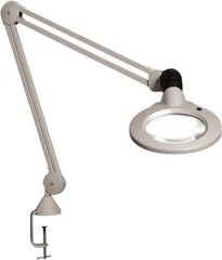 Vision Engineering - 45" Arm, Spring Suspension, Clamp Mount, LED, Light Gray, Magnifying Task Light - 9 Watts, 120 Volts, 1.75x Magnification - Caliber Tooling