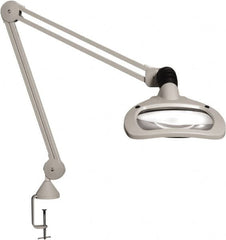 Vision Engineering - 45" Arm, Spring Suspension, Clamp Mount, LED, Light Gray, Magnifying Task Light - 6 Watts, 120 Volts, 2.25x Magnification - Caliber Tooling