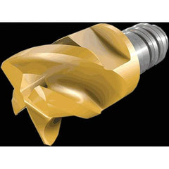 Iscar - MM EC-H CF Grade IC908 Carbide End Milling Tip Insert - TiAlN Finish, 4 Flutes, 5/8" Cutting Diam, 0.488" Depth of Cut, 0.81" Extension, 46/48° Helix - Caliber Tooling