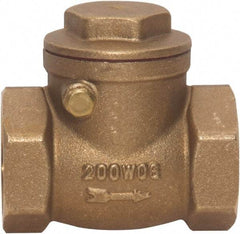 Value Collection - 1-1/4" Brass Check Valve - Check Swing, FNPT x FNPT, 200 WOG - Caliber Tooling