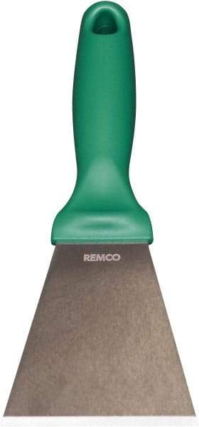 Remco - Stiff Stainless Steel Beveled Scraper - 3" Blade Width x 3-1/2" Blade Length, 5-13/32" Long Ergonomic Polypropylene Handle - Caliber Tooling