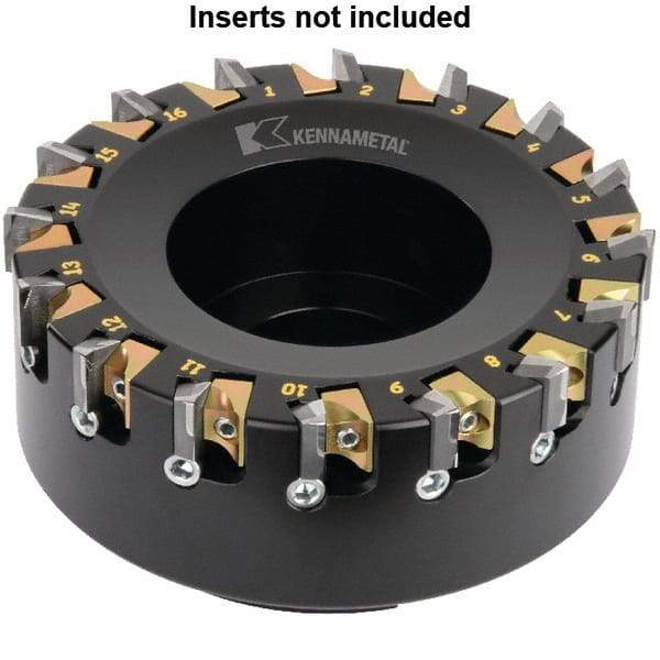 Kennametal - 8 Inserts, 3" Cut Diam, 1" Arbor Diam, 1/4" Max Depth of Cut, Indexable Square-Shoulder Face Mill - 0° Lead Angle, 2" High, KSDR100031E1W4S Insert Compatibility, Series KBDM - Caliber Tooling