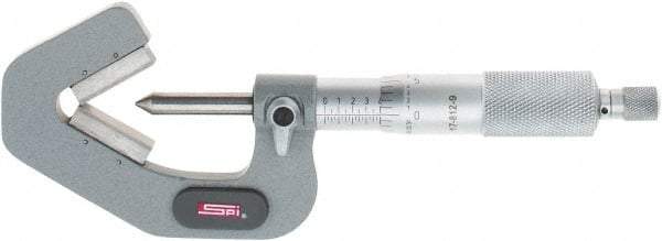 SPI - 0.09 to 1 Inch Measurement, 3 Flutes Measured, Ratchet Stop Thimble, Mechanical V Anvil Micrometer - 0.0001 Inch Accuracy, Carbide Face - Caliber Tooling