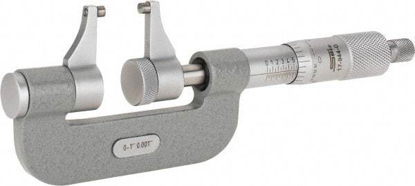 SPI - 0 to 1" Range, 0.001" Graduation, Mechanical Outside Micrometer - Ratchet Stop Thimble, Accurate to 0.0002" - Caliber Tooling