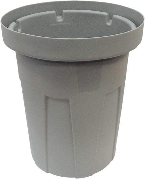 Made in USA - 40 Gal Gray Round Trash Can - Polyethylene, None Graphic, Lid Not Included - Caliber Tooling