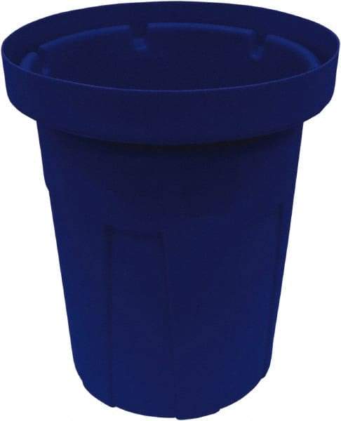 Made in USA - 30 Gal Blue Round Trash Can - Polyethylene, None Graphic, Lid Not Included - Caliber Tooling