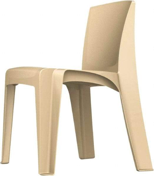 Made in USA - Polyethylene Buff Stacking Chair - Tan Frame, 21" Wide x 21" Deep x 30" High - Caliber Tooling