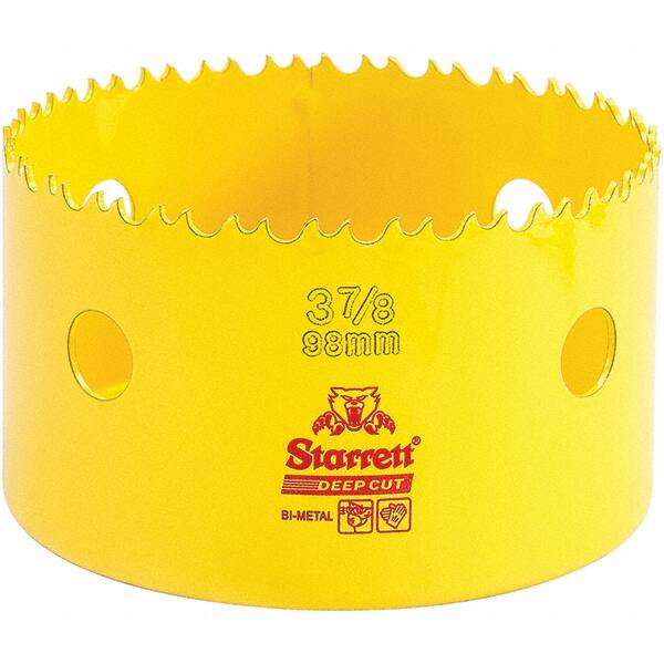 Starrett - 3-7/8" Diam, 2" Cutting Depth, Hole Saw - High Speed Steel Saw, Toothed Edge - Caliber Tooling