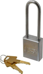 American Lock - 3" Shackle Clearance, Keyed Alike A5102 Padlock - 1/4" Shackle Diam, Steel - Caliber Tooling