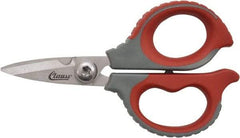 Clauss - 1/2" LOC, 6" OAL Stainless Steel High Leverage Scissors - Ambidextrous, Full Serrated, Glass-Filled Nylon Straight Handle, For Cutting, Electrical Use - Caliber Tooling