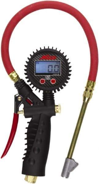 Milton - 0 to 255 psi Digital Straight Foot Dual Head Tire Pressure Gauge - AAA Battery, 15' Hose Length - Caliber Tooling