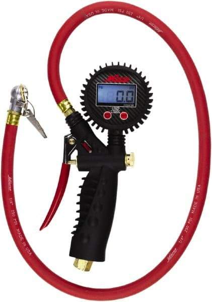 Milton - 0 to 255 psi Digital Ball Foot with Clip Tire Pressure Gauge - AAA Battery, 36' Hose Length - Caliber Tooling