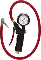 Milton - 0 to 230 psi Dial Ball Foot with Clip Tire Pressure Gauge - 36' Hose Length - Caliber Tooling