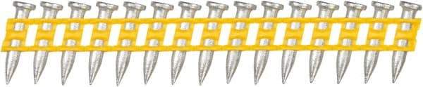 DeWALT - 9 Gauge 0.145" Shank Diam 3/4" Long Concrete Nails for Power Nailers - Steel, Zinc Finish, Smooth Shank, Angled Stick Plastic Collation, Round Head - Caliber Tooling