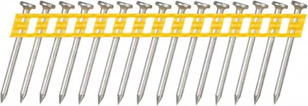 DeWALT - 13 Gauge 0.102" Shank Diam 1-1/2" Long Concrete Nails for Power Nailers - Steel, Zinc Finish, Smooth Shank, Angled Stick Plastic Collation, Round Head - Caliber Tooling