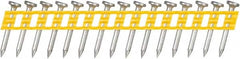 DeWALT - 13 Gauge 0.102" Shank Diam 1" Long Concrete Nails for Power Nailers - Steel, Zinc Finish, Smooth Shank, Angled Stick Plastic Collation, Round Head - Caliber Tooling