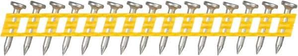 DeWALT - 13 Gauge 0.102" Shank Diam 3/4" Long Concrete Nails for Power Nailers - Steel, Zinc Finish, Smooth Shank, Angled Stick Plastic Collation, Round Head - Caliber Tooling