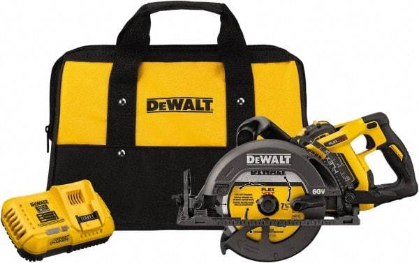 DeWALT - 60 Volt, 7-1/4" Blade, Cordless Circular Saw - 5,800 RPM, 1 Lithium-Ion Battery Included - Caliber Tooling