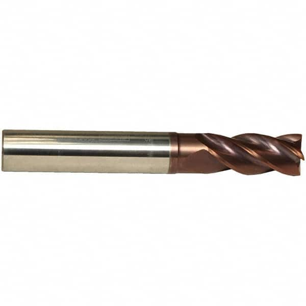 Emuge - 5mm Diam, 9mm LOC, 4 Flute Solid Carbide Roughing & Finishing End Mill - TiAlN Finish, 54mm OAL, 6mm Shank Diam, Cylindrical Shank, 38° Helix, Centercutting, Long Length - Caliber Tooling