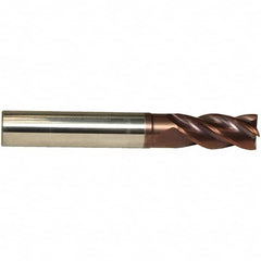 Emuge - 5mm Diam, 9mm LOC, 4 Flute Solid Carbide Roughing & Finishing End Mill - TiAlN Finish, 54mm OAL, 6mm Shank Diam, Cylindrical Shank, 38° Helix, Centercutting, Long Length - Caliber Tooling