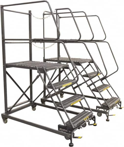 Ballymore - 96" 6 Step Single Entry Work Platform - Rolling Work Platform, 800 Lb Capacity, 60" Platform Height, 33" Base Width x 107" Base Depth, Grip Strut - Caliber Tooling