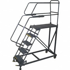 Ballymore - 86" 5 Step Single Entry Work Platform - Rolling Work Platform, 800 Lb Capacity, 50" Platform Height, 33" Base Width x 65" Base Depth, Grip Strut - Caliber Tooling