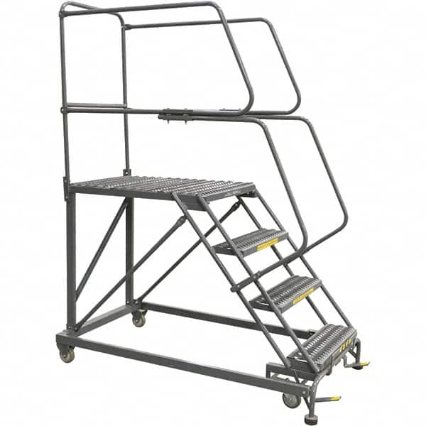 Ballymore - 76" 4 Step Single Entry Work Platform - Rolling Work Platform, 800 Lb Capacity, 40" Platform Height, 38" Base Width x 83" Base Depth, Grip Strut - Caliber Tooling