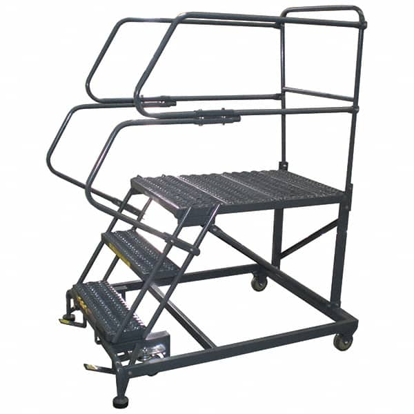 Ballymore - 66" 3 Step Single Entry Work Platform - Rolling Work Platform, 800 Lb Capacity, 30" Platform Height, 38" Base Width x 53" Base Depth, Grip Strut - Caliber Tooling