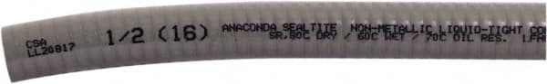 Anaconda Sealtite - 3/8" Trade Size, 1,000' Long, Flexible Liquidtight Conduit - PVC, 9.525mm ID, Gray - Caliber Tooling