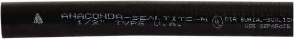 Anaconda Sealtite - 1-1/4" Trade Size, 250' Long, Flexible Liquidtight Conduit - Galvanized Steel & PVC, 31.75mm ID, Black - Caliber Tooling