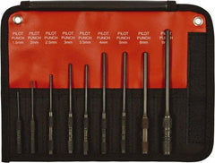 Mayhew - 9 Piece, 1.5 to 8mm, Pin & Pilot Punch Set - Hex Shank, Steel, Comes in Kit Bag - Caliber Tooling