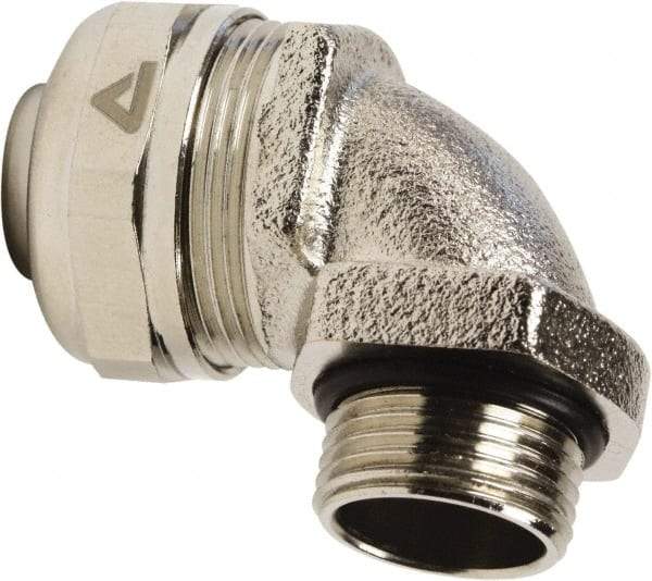 Anaconda Sealtite - 25mm Trade, Nickel Plated Brass Threaded 90° Liquidtight Conduit Connector - Partially Insulated - Caliber Tooling